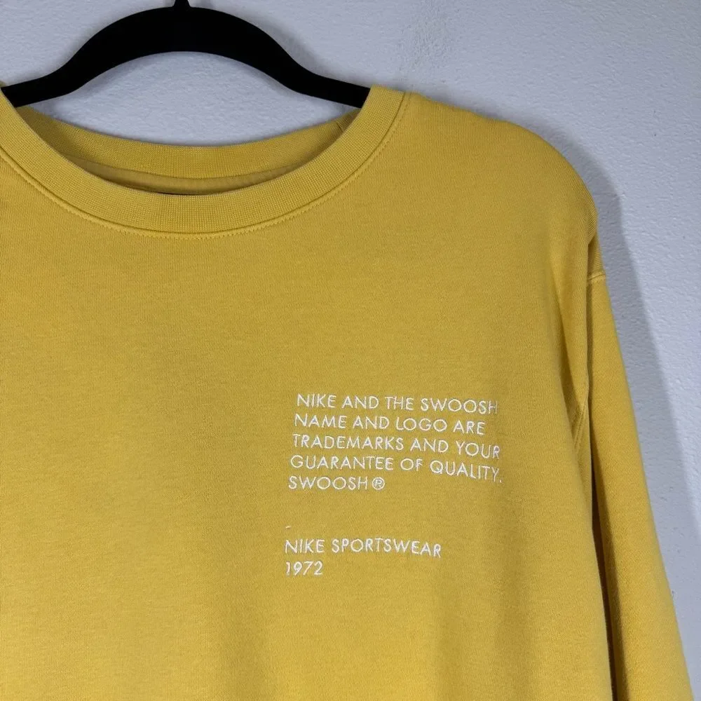Nike Air Stacked Swoosh Crew Neck Sweatshirt Yellow Men's Large Size DJ0465-761